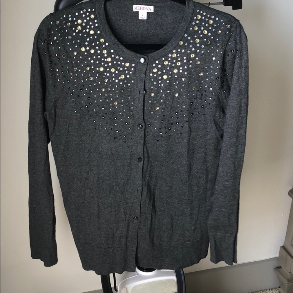 Gray Merona jewel embellished cardigan szL